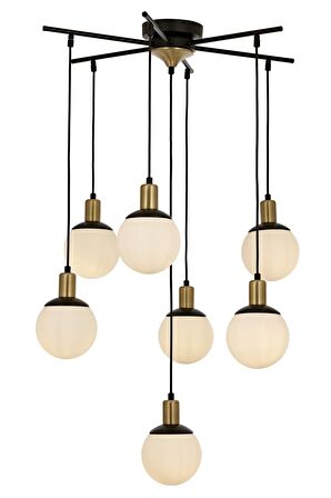 AVONNI AV-60273-7BSY Siyah Boyalı Modern Avize E27 Metal Cam 70cm