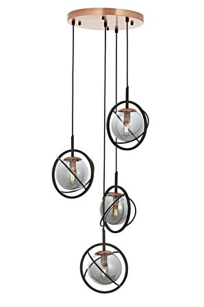 AVONNI AV-60291-4T-BSY Siyah Boyalı Modern Avize E14 Metal Cam 35cm