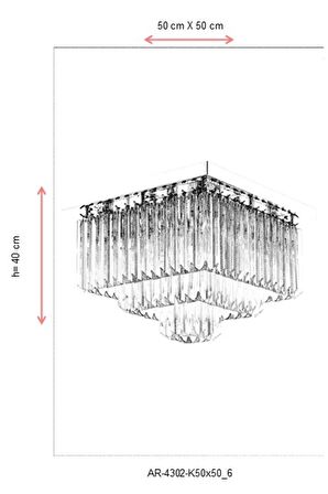 AVONNI AR-60298-K50X50 Krom Kaplama Klasik Avize E14 Metal Kristal 50x50cm