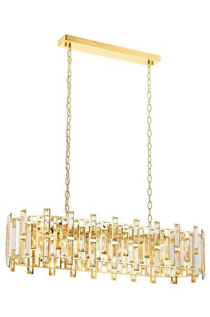 AVONNI AV-60303-S30X90 Sarı Kaplama Klasik Avize E14 Metal Kristal 90x30cm
