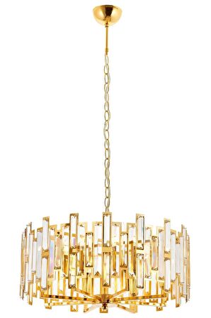 AVONNI AV-60303-S50 Sarı Kaplama Klasik Avize E14 Metal Kristal 50cm