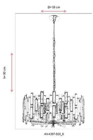 AVONNI AV-60303-S50 Sarı Kaplama Klasik Avize E14 Metal Kristal 50cm