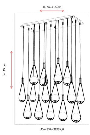 AVONNI AV-60312-K30X85 Krom Kaplama Modern Avize G9 Metal Cam 85x35cm
