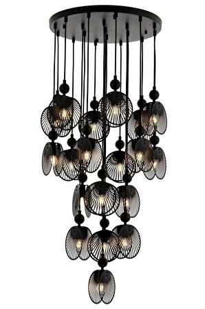 AVONNI AV-60313-19BSY Siyah Boyalı Modern Avize E27 Metal 50cm