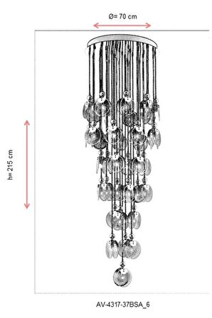 AVONNI AV-60313-37BSA Sarı Boyalı Modern Avize E27 Metal 70cm