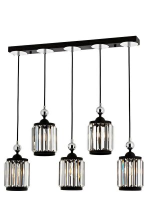 AVONNI AV-60314-5Y-BSY Siyah Boyalı Modern Avize E27 Metal Kristal 80x8cm