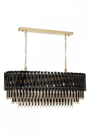 AVONNI AV-60354-120X40BSY Siyah Boyalı Klasik Avize E27 Metal Cam 120x40cm