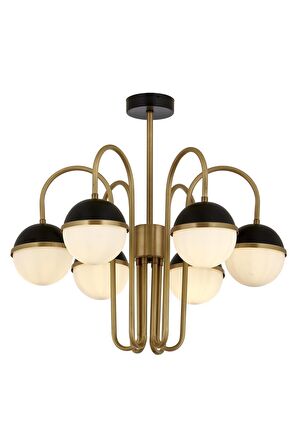 AVONNI AV-60387-6E Siyah/Eskitme Boya/Kaplama Modern Avize E27 Metal Cam 60cm