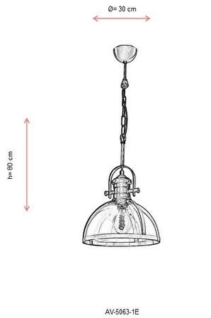 AVONNI AV-5063-1E Eskitme Kaplama Modern Avize E27 Metal Cam 30cm