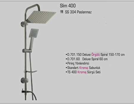 Duxxa Slim 400 Tepe Duş Seti D.125.4
