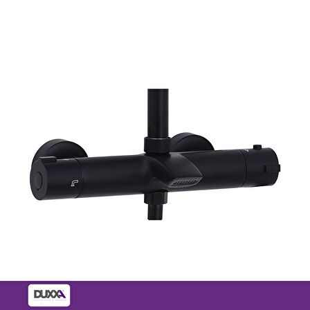 DUXXA Icon Termostatik Bataryalı Rain Duş Seti Siyah DTB.112.MS 3 Yıl Garanti