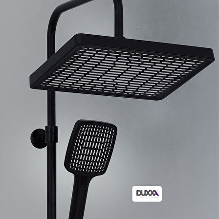 DUXXA Atlas Termostatik Bataryalı Rain Duş Seti Siyah DTB.114.MS 3 Yıl Garanti