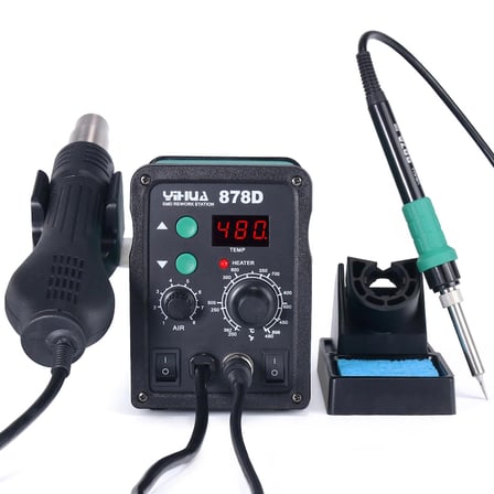 Yihua 878D Isı Ayarlı Sıcak Hava Üfleme Lehimleme Havya İstasyonu