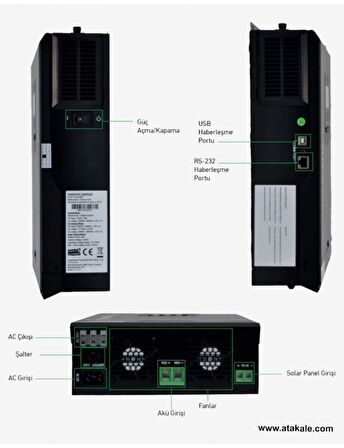 Tunçmatik 5kw PWM Akıllı İnvertör 50A Solar Şarj 5000W 48V Off-Grid