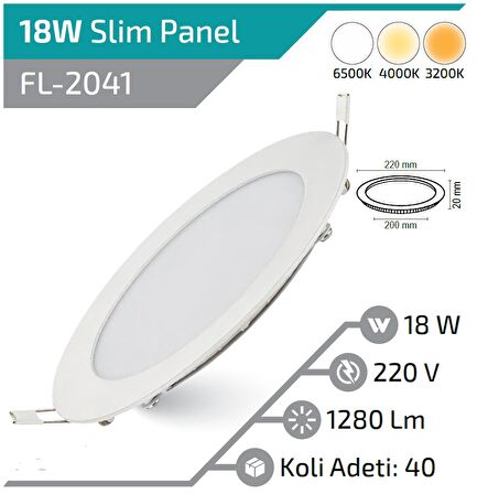 18W YUVARLAK LED PANEL BEYAZ IŞIK 6500K