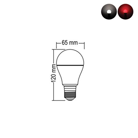 9W+2W E27 Kırmızı 6500K 3 Kademeli Renkli Led Ampul