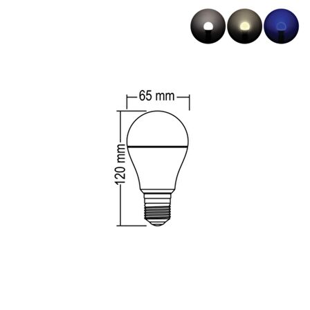 9W+2W E27 Mavi 6500K 3 Kademeli Renkli Led Ampul