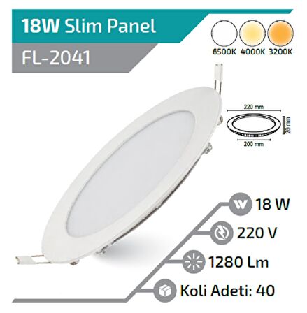 18W YUVARLAK LED PANEL ILIKBEYAZ 4000K