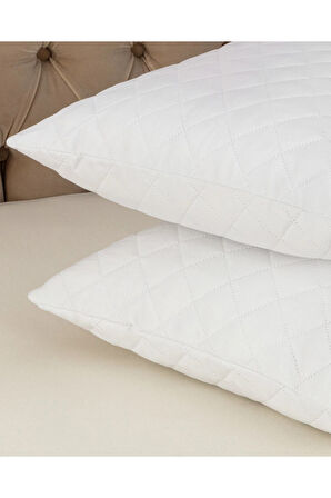 Royam 2 Li Kapitoneli Fermuarlı Yastık Koruyucu Alezi - Beyaz - 50 x 70