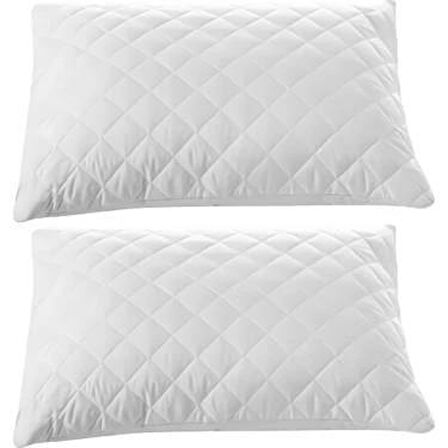 Royam 2 Li Kapitoneli Fermuarlı Yastık Koruyucu Alezi - Beyaz - 50 x 70