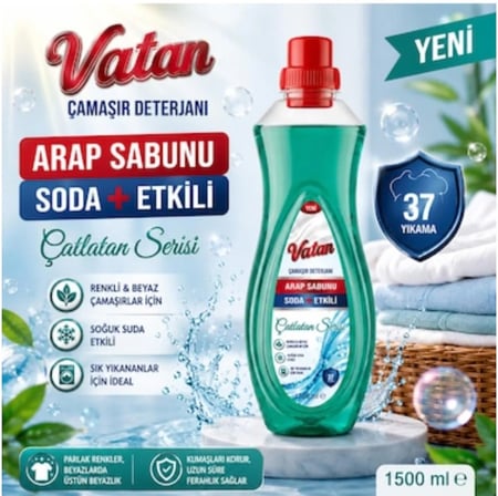 VATAN ÇAMAŞIR MAKİNESİ DETERJANI ARAP SABUNU SODA ETKİLİ 1500ML
