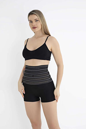 Yüksek Bel Lazer Kesim Şort Korse - Lohusa - Fit - Toparlayıcı