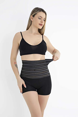 Yüksek Bel Lazer Kesim Şort Korse - Lohusa - Fit - Toparlayıcı