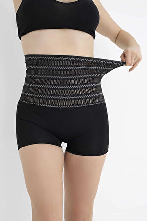 Yüksek Bel Lazer Kesim Şort Korse - Lohusa - Fit - Toparlayıcı