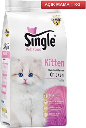 Single Kitten Tavuklu Yavru Kedi Maması 1 Kg AÇIK