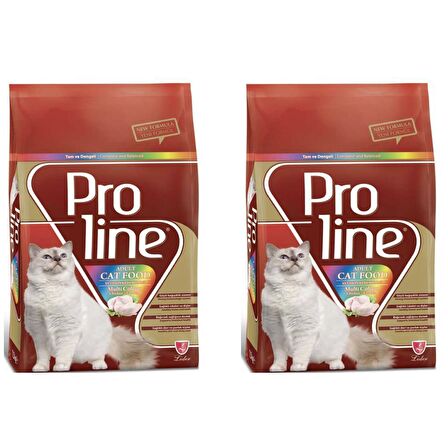 Pro Line Optium Renkli Taneli Tavuklu Yetişkin Kedi Maması 1,5 Kg 2 Adet
