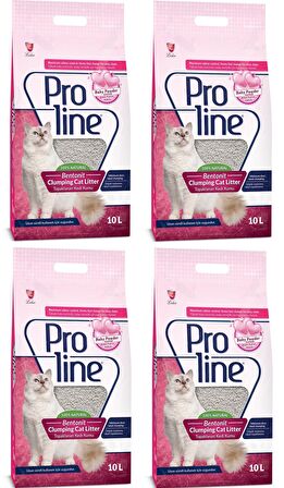 PROLINE BEBEK PUDRASI KOKULU BENTONIT KEDİ KUMU 10 LT x 4 PAKET