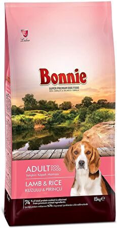  Bonnie Kuzu Etli-Pirinçli Yetişkin Kuru Köpek Maması 15 kg