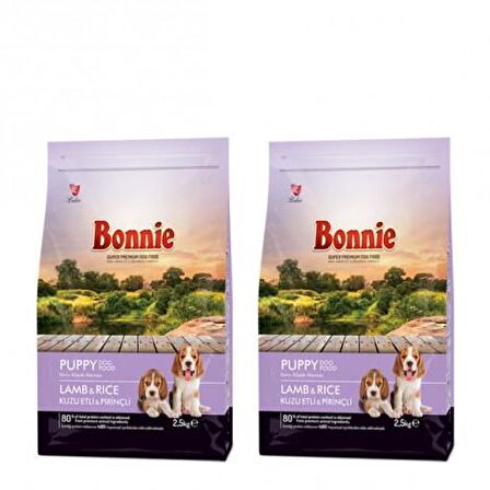 Bonnie Kuzu Etli-Pirinçli Yavru Kuru Köpek Maması 2x2.5 kg