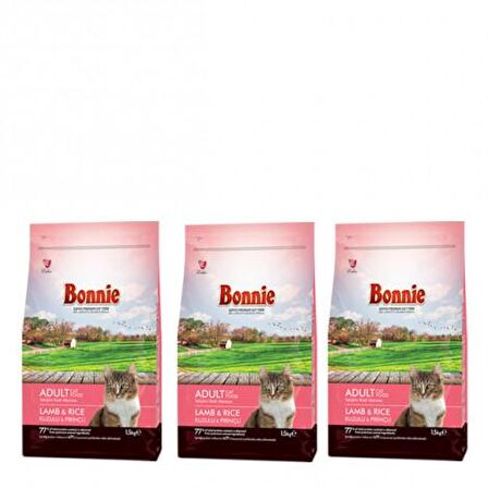 Bonnie Kuzu Etli Prinçli Yetişkin Kedi Maması 1.5 Kg x 3