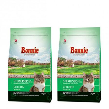 Bonnıe Kısırlaştırılmış Tavuklu Kedi Maması 1,5 Kg x 2