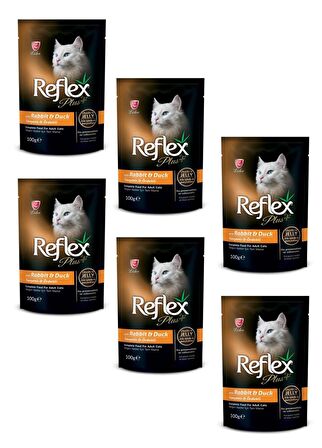 Reflex Plus Pouch Tavşan ve Ördekli Jöleli Kedi Yaş Mama 100 Gr (6 ADET)