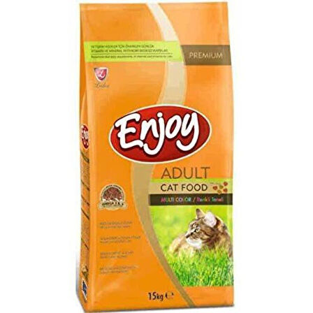 Enjoy Tavuklu Yetişkin Çok Renkli  Kedi Maması 15 Kg