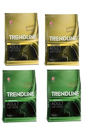 Trendline Sterilised Tavuklu Kisir Kedi Mamasi 1 Kg 4'lü Set