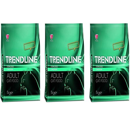 Trendline Sterilised Tavuklu Kedi Maması 1 Kg 3'Lü Set