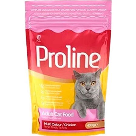Proline Tavuklu Kedi Maması Renkli Tane 400 Gr