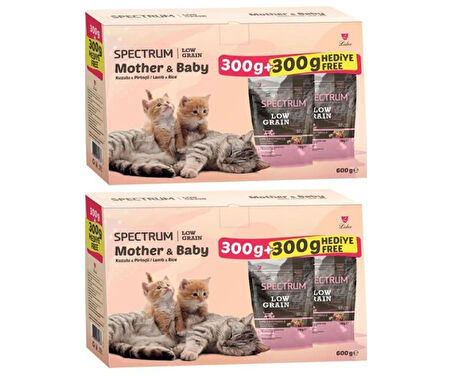 Spectrum Low Grain Mother & Baby Kuzu Etli ve Pirinçli Kedi Maması 300 Gr + 300 Gr (2li Kutu) *2 Adet