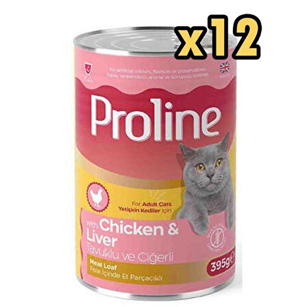 Proline Tavuklu ve Ciğerli Pate Yetişkin Kedi Konservesi 395 Gr 12'li Paket