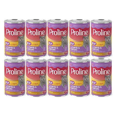 Proline Kuzu Etli ve Havuçlu Pate Et Parçalı Kedi Konservesi 395 Gr*10 Adet
