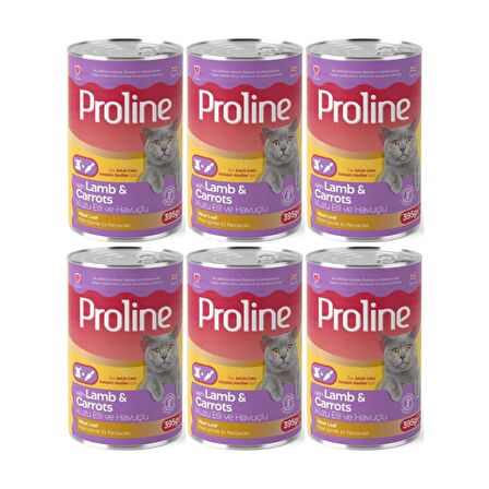 Proline Kuzu Etli ve Havuçlu Pate Et Parçalı Kedi Konservesi 395 Gr*6 Adet