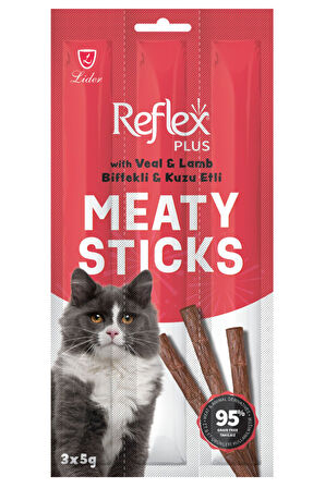 Reflex Biftek ve Kuzu Kedi Ödül Çubuğu Stick 3x5gr - 12 Adet