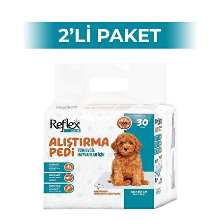 Reflex Care Kaydırmaz Evcil Hayvan Tuvalet Eğitim Pedi 60x90 cm 30'lu 2 Adet
