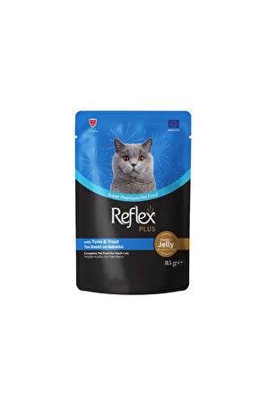 Plus Jöle Et Parçacıklı Ton ve Alabalıklı Yaş Yetişkin Kedi Konservesi 85 Gr (22 Adet)