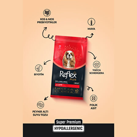 Reflex Plus Kuzu Etli Mini ve Küçük Irk Yetişkin Köpek Maması 3 kg