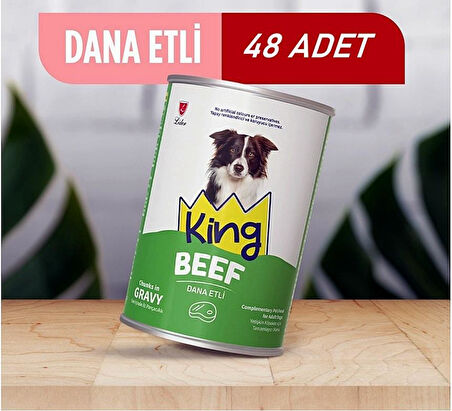 King Sos İçerisinde Et Parçacıklı Dana Etli Köpek Konservesi 400 Gr*48 ADET
