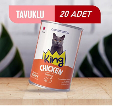 King Sos İçerisinde Et Parçacıklı Tavuklu Kedi Konservesi 400 Gr*20 ADET